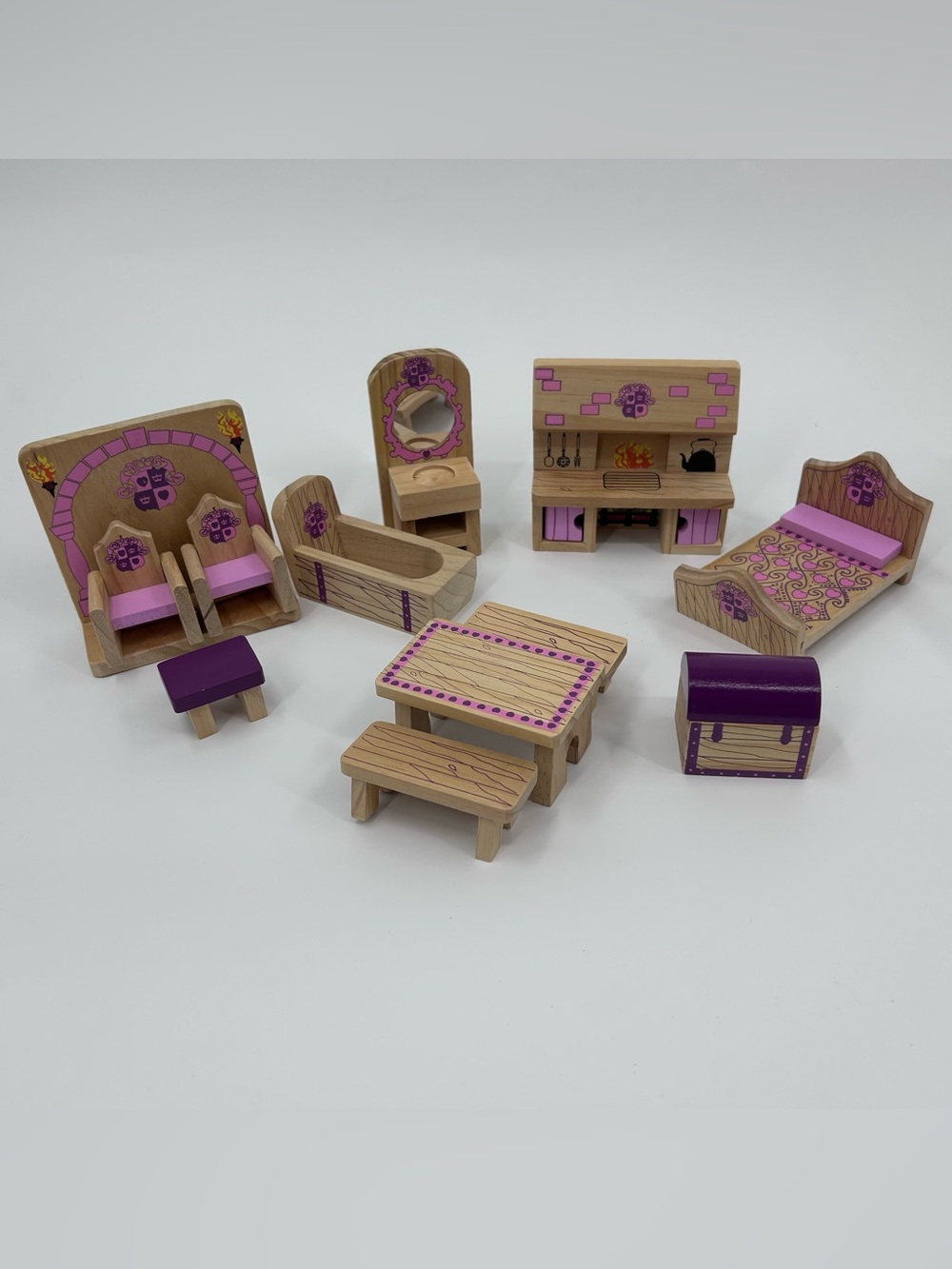 Melissa & Doug Wooden Dollhouse Princess Castle Furniture Set